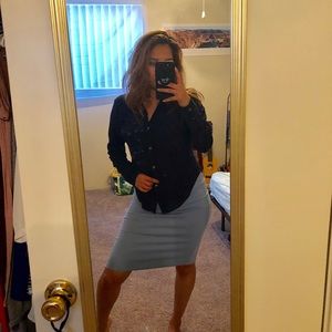 😍 Baby Blue Stretchy Pencil Skirt